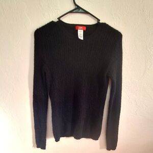 Anne Klein 100% Cashmere Black Cable Knit  Women's Sweater Size S